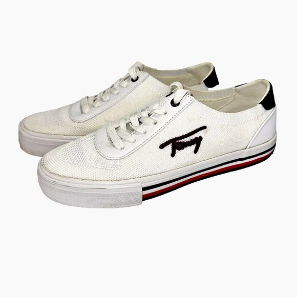 Tommy Hilfiger Women Logo Sneaker White Ivory  Quiet Luxury Preppy Streetwear 7 - Picture 2 of 5